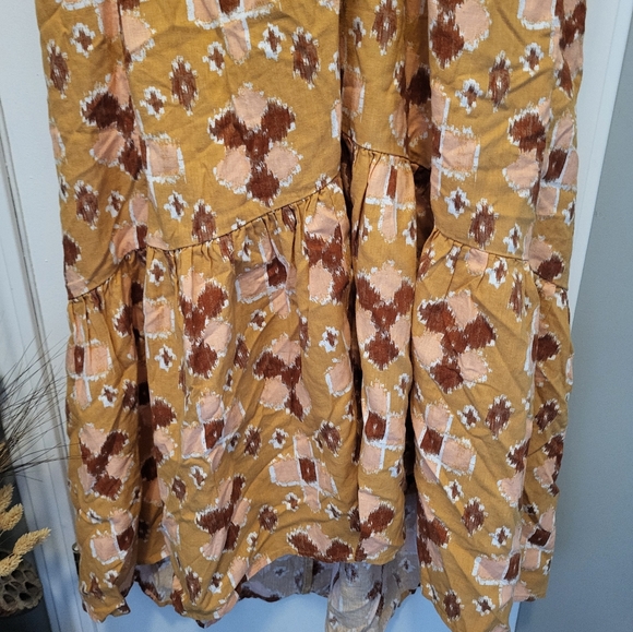 Aerie Linen Blend High Low Halter Maxi Sundress Size Large Yellow,Pink & Red - Picture 9 of 16